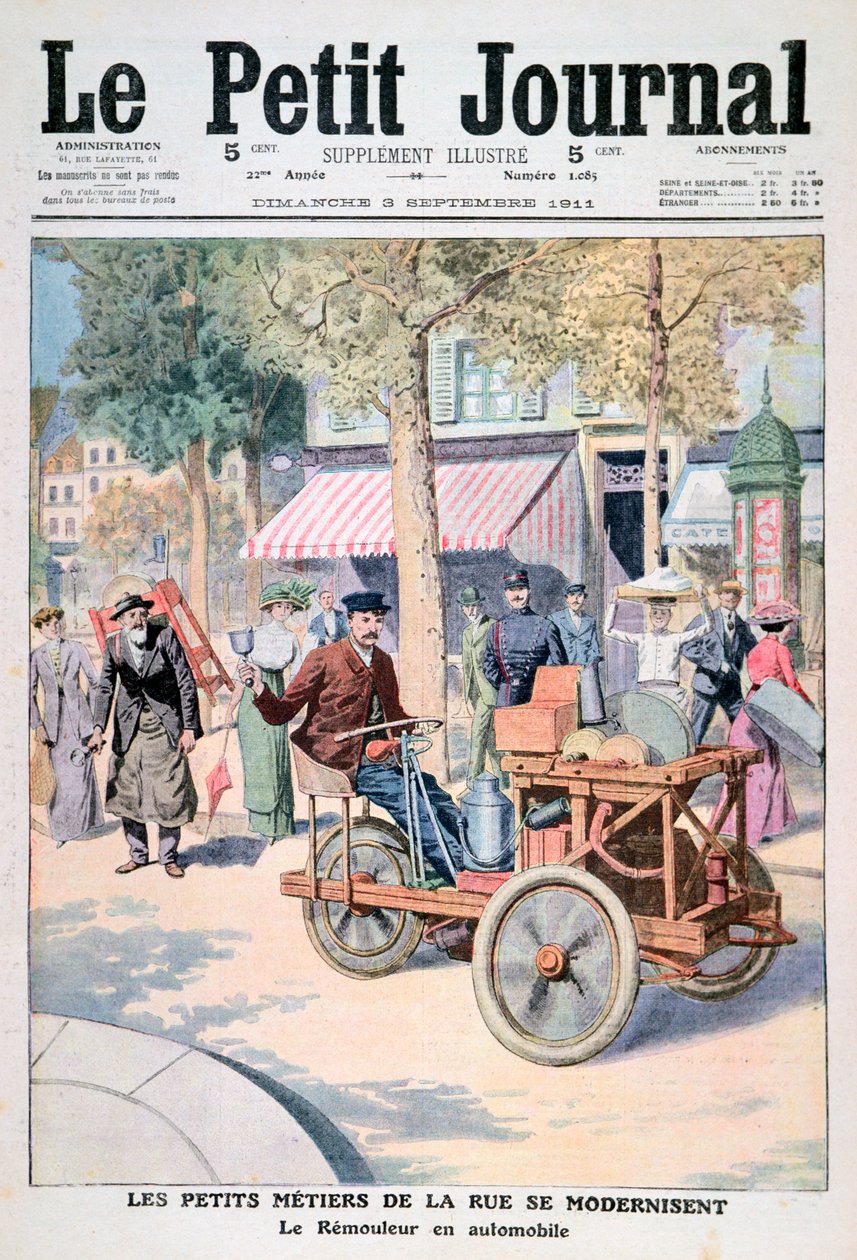 Moderniseringen af gadehandlerne: Knivsliberens bil, 1911 af Unbekannt