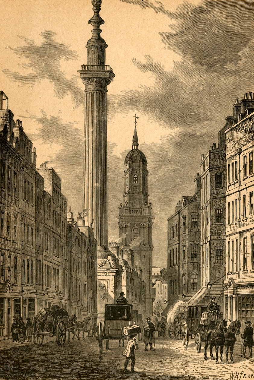 Monumentet og St. Magnus Kirke, omkring 1800, 1897. af Unbekannt