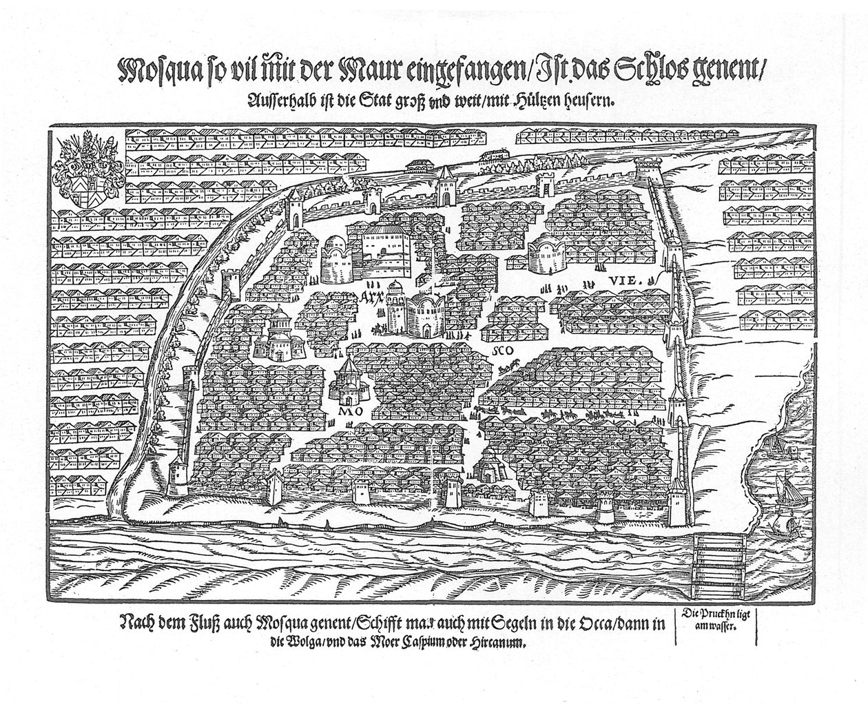 Moskva-kortet fra Moscouiter Wonderful Histories af Sigmund von Herberstein, 1567 af Unbekannt