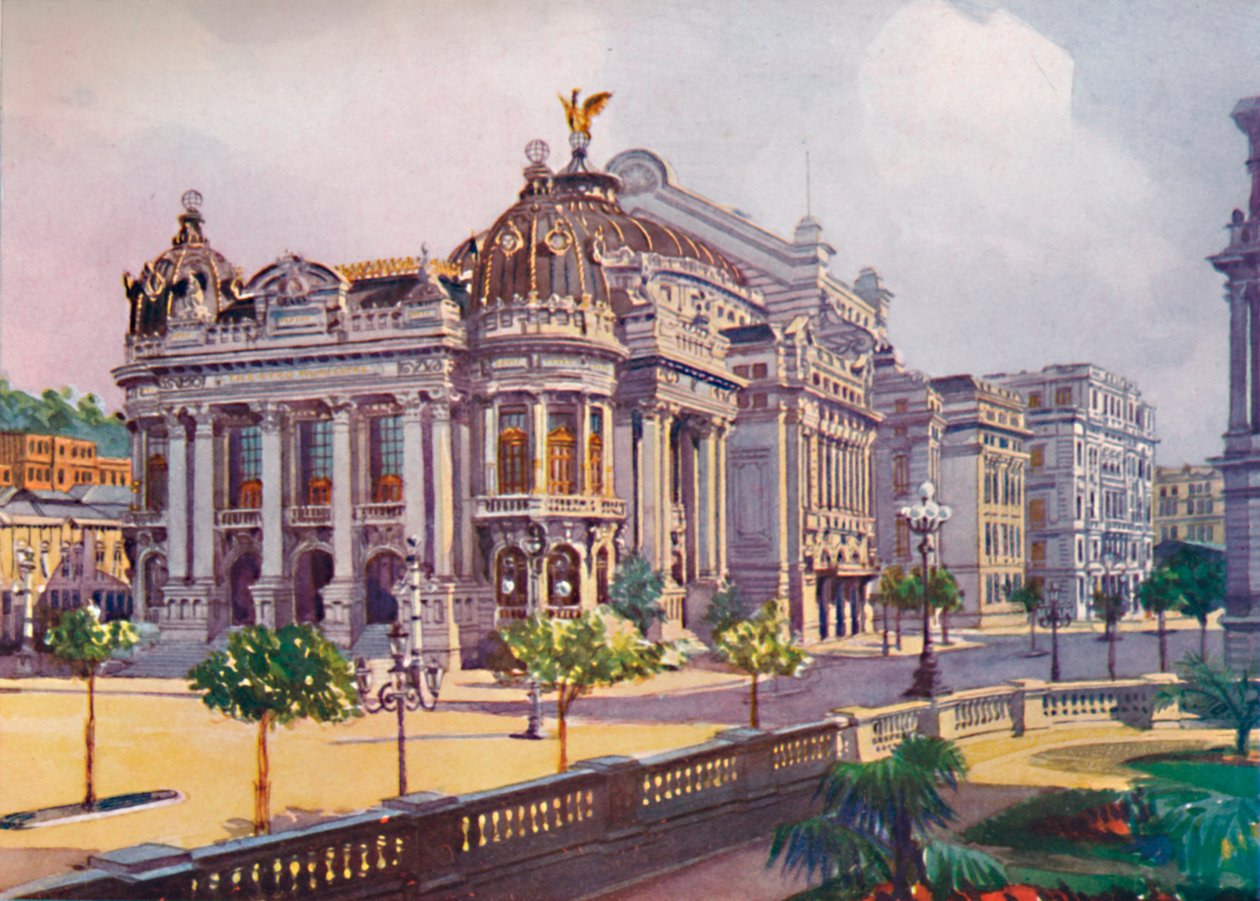 Det kommunale teater, Avenida Rio Branco, 1914 af Unbekannt