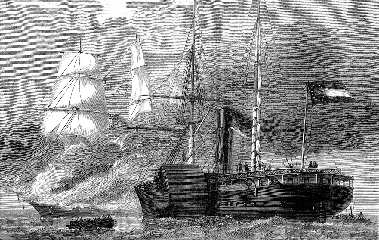 Nashville ødelægger en føderal købmand, amerikansk borgerkrig, 1861-1862 c1880 af Unbekannt