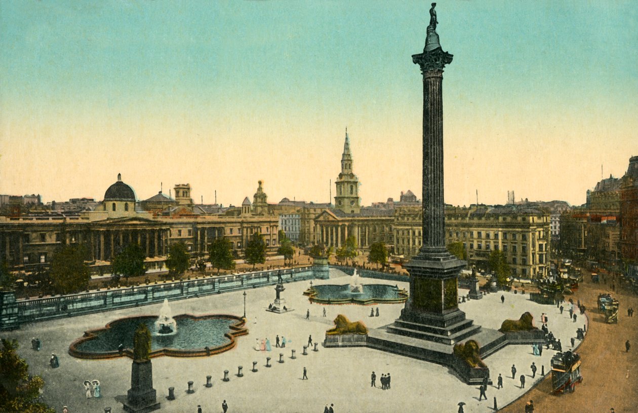 National Gallery og Nelsons Column, Trafalgar Square, London, c1910. af Unbekannt