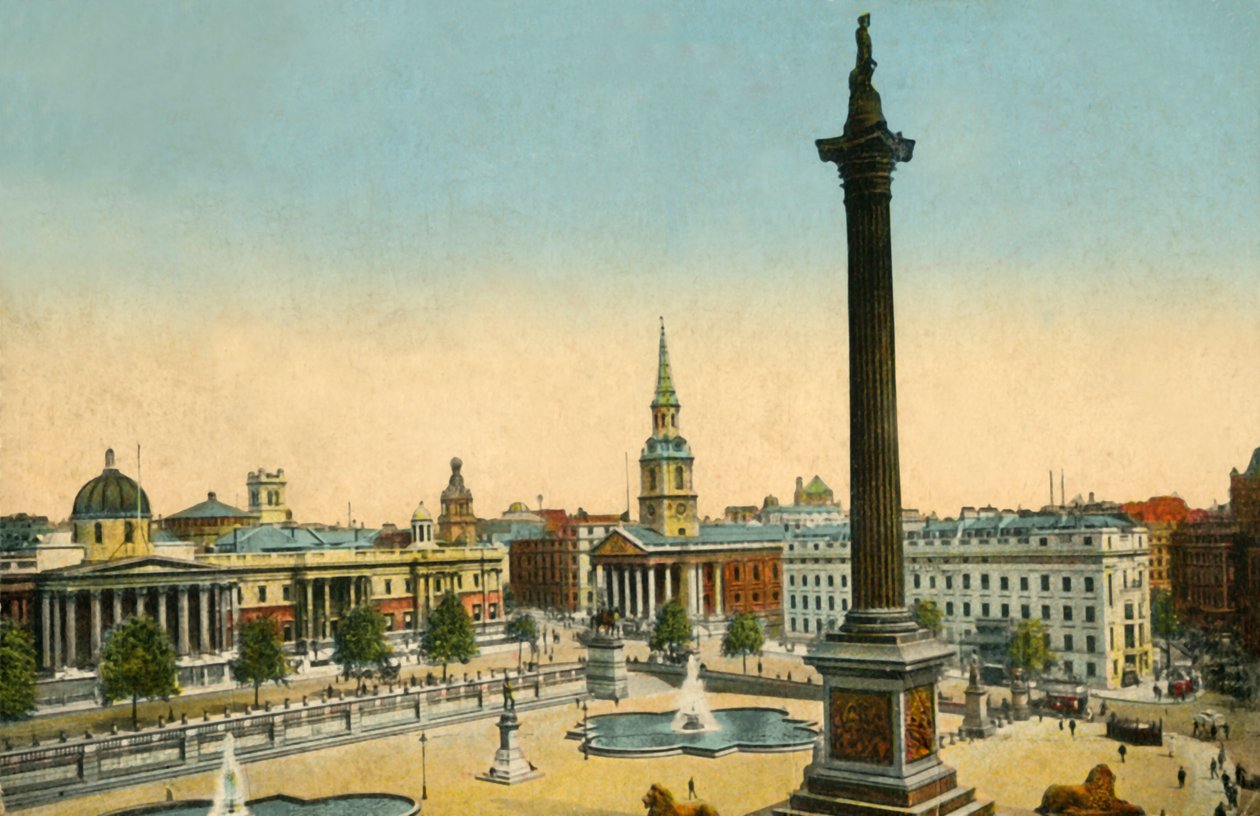 National Gallery og Nelsons Column, Trafalgar Square, London, c1910. af Unbekannt