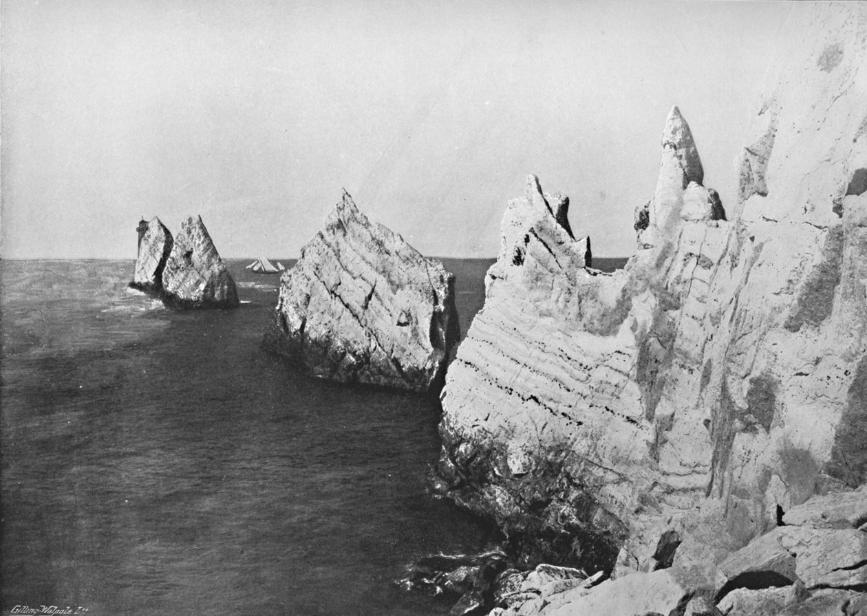 The Needles - General View, Showing the Lighthouse, 1895 af Unbekannt