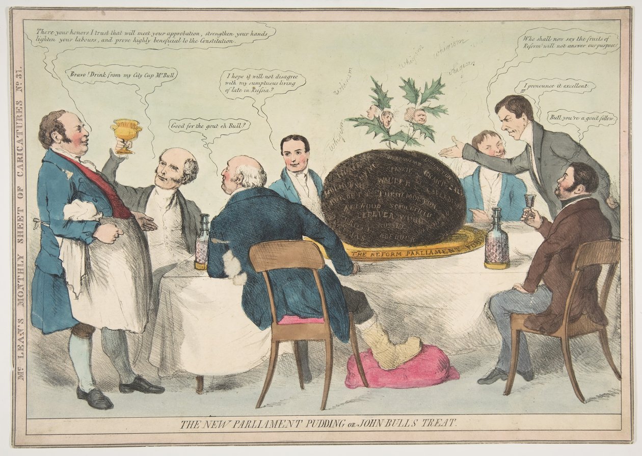 The New Parliament Pudding eller John Bulls Treat, ca. 1832. af Unbekannt
