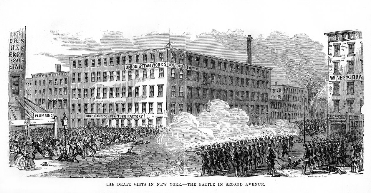 The New York Draft Riots, Second Avenue, New York City, 13.-16. juli 1863, 1872 af Unbekannt