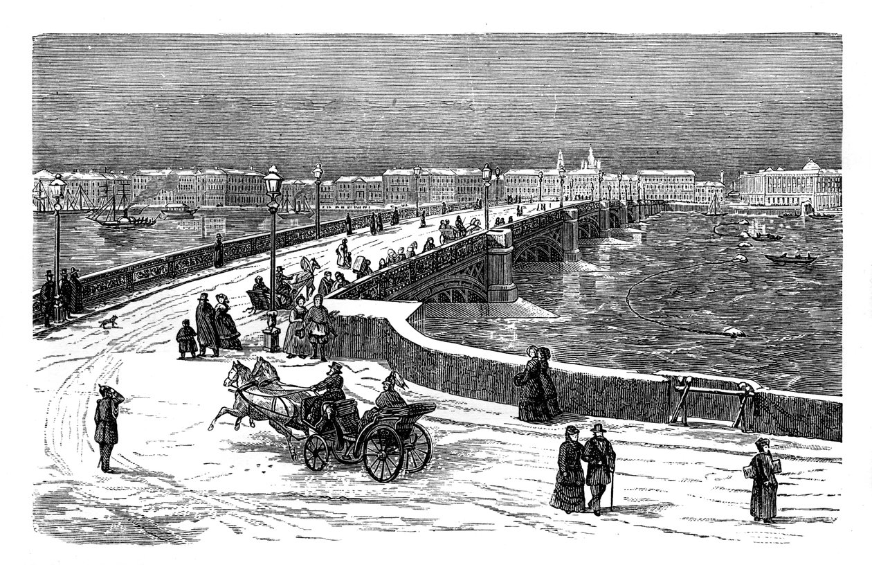 Nicolai-broen over floden Neva, Skt. Petersborg, Rusland, c1888 af Unbekannt