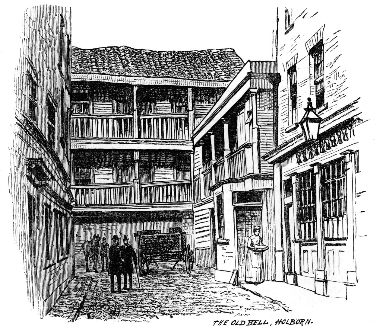 The Old Bell coaching kro, Holborn, London, 1887 af Unbekannt