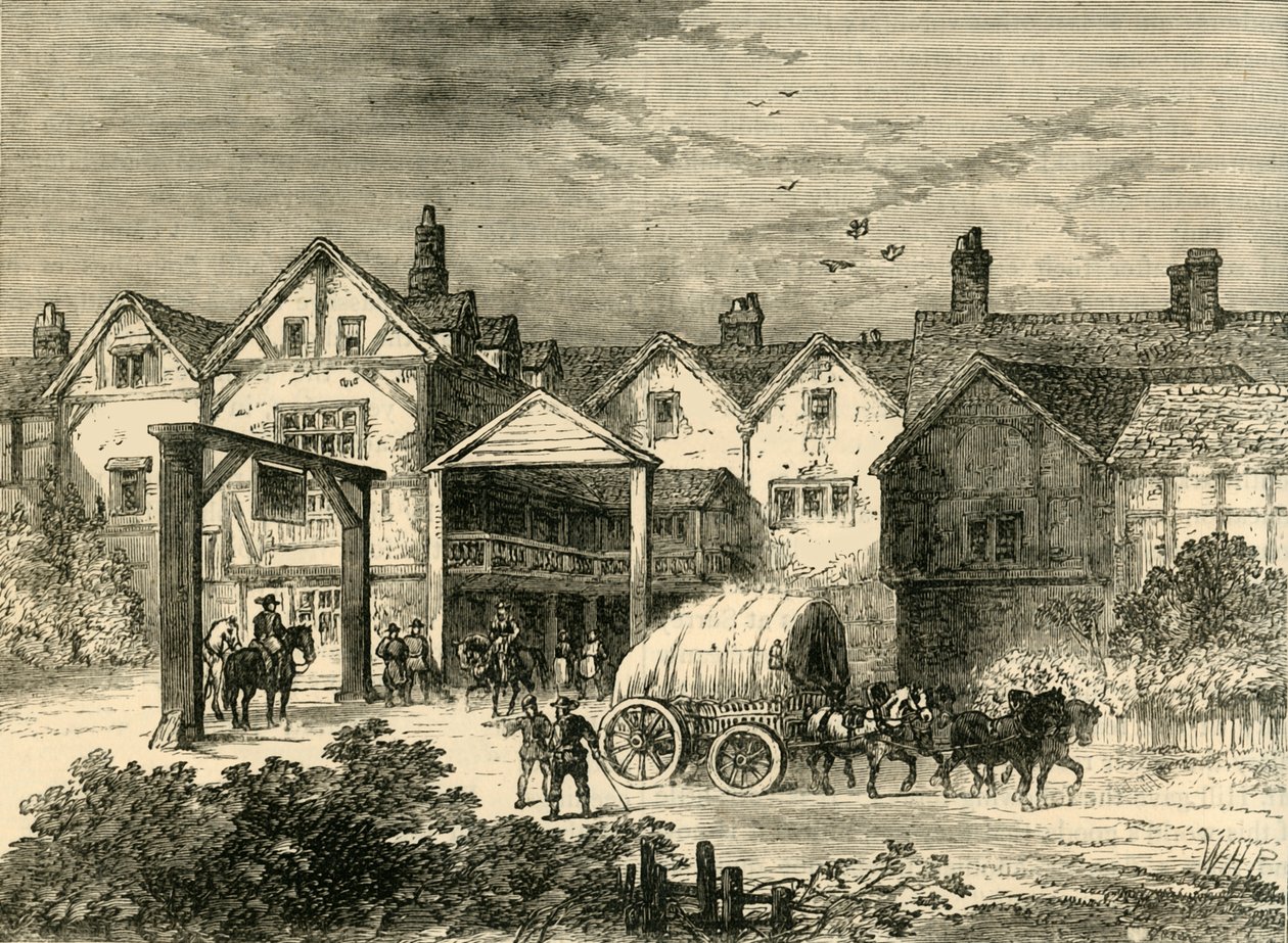 The Old Tabard Inn, i det syttende århundrede, c1878. af Unbekannt
