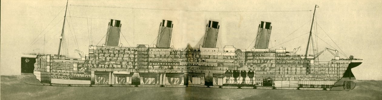 De olympiske 46.439 tons vist i sektion, c1930. af Unbekannt