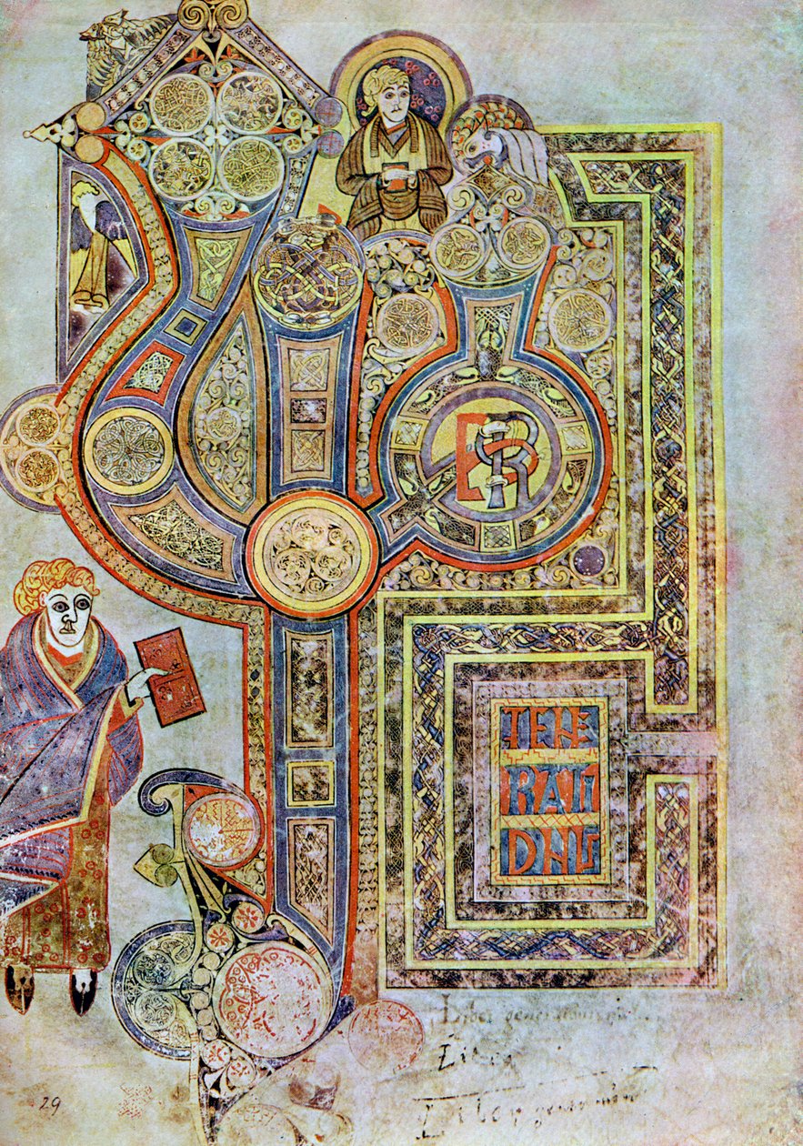 De indledende ord i St Matthews Evangelium, 800 e.Kr., 20. århundrede af Unbekannt