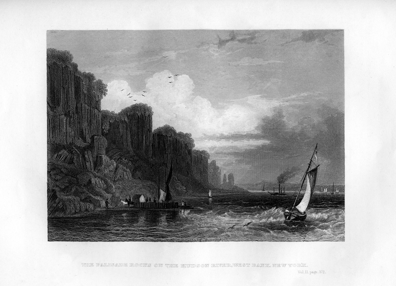Palisade-klipperne ved Hudson-floden, Vestbredden, New York, 1855 af Unbekannt