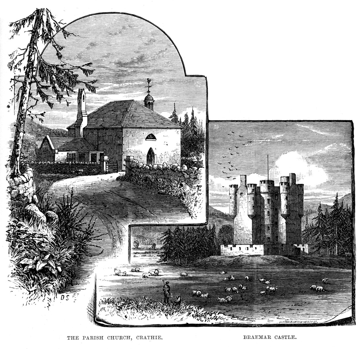 Parish Church, Crathie og Braemar Castle, Skotland, 1900 af Unbekannt