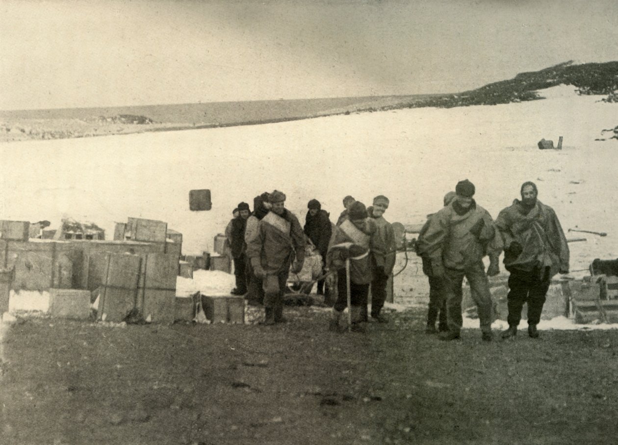 Partiet der besteg Erebus-bjerget og forlod hytten, 1908, 1909. af Unbekannt