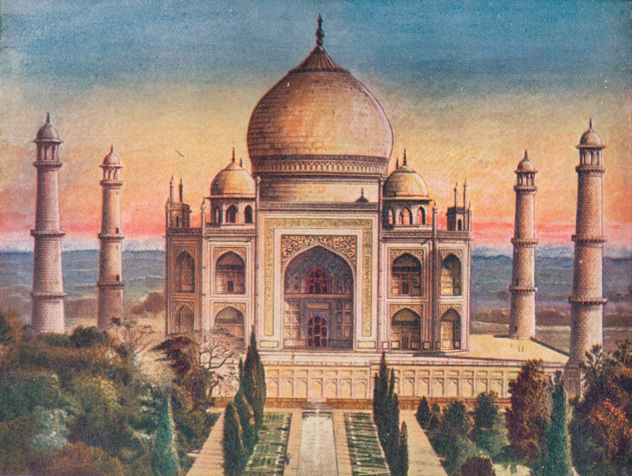 Den uforlignelige perle af Mohammerdan-arkitektur: Taj Mahal i Agra, 1908. af Unbekannt