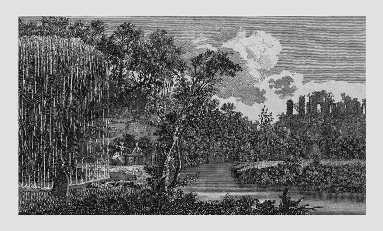 Den forstenende eller faldende brønd og ruinerne af Knaresbrough Castle i Yorkshire, 1771. af Unbekannt