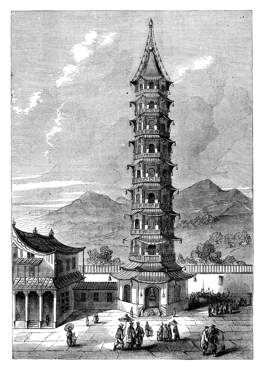 Porcelænstårnet i Nanjing, Kina, c1895 af Unbekannt