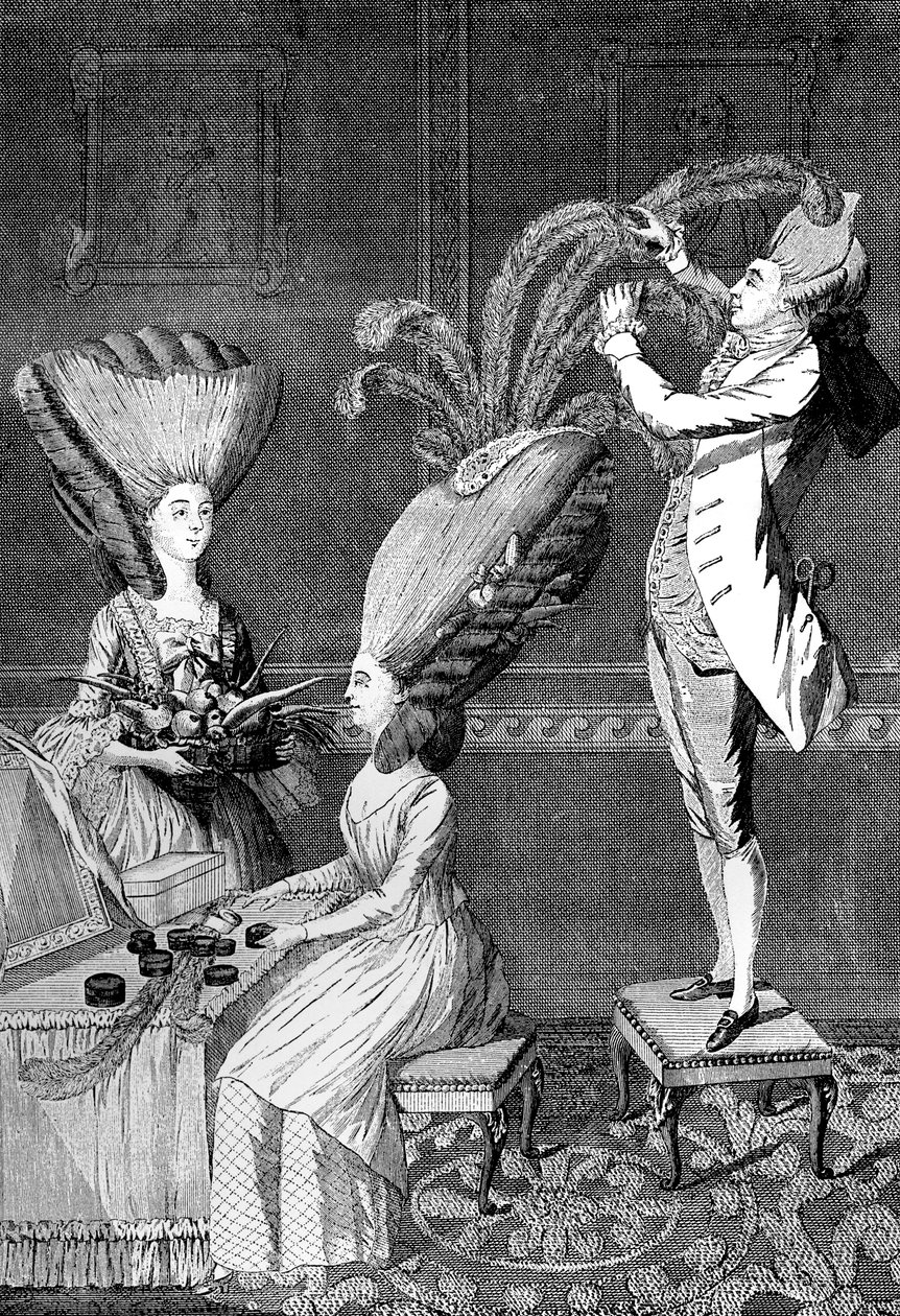 Den uhyggelige hovedkjole eller den fjerklædte dame, 1776 af Unbekannt