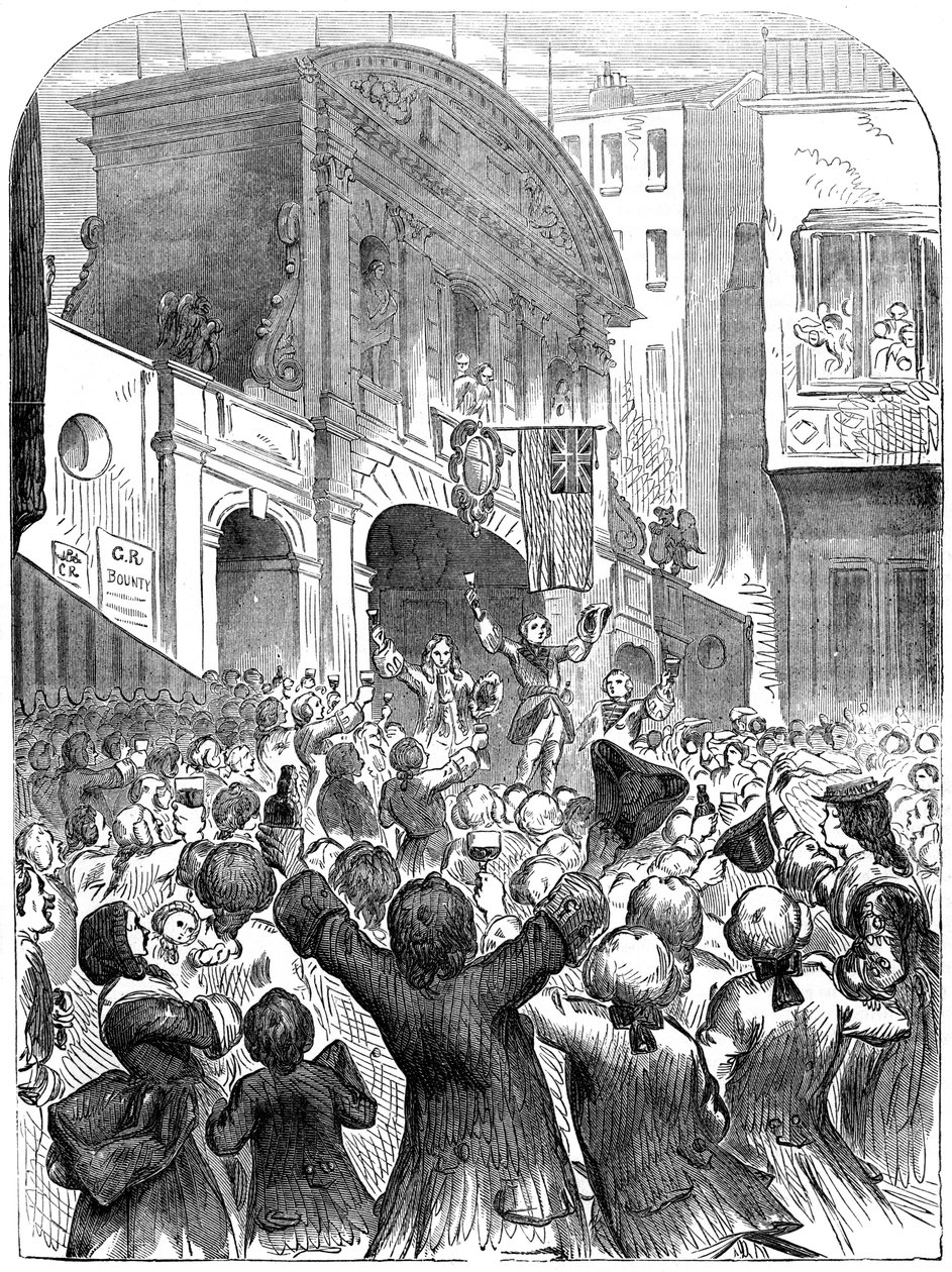Prinsen af Wales drikker succes til krigen i Temple Bar, London, 18. århundrede, 19. århundrede af Unbekannt