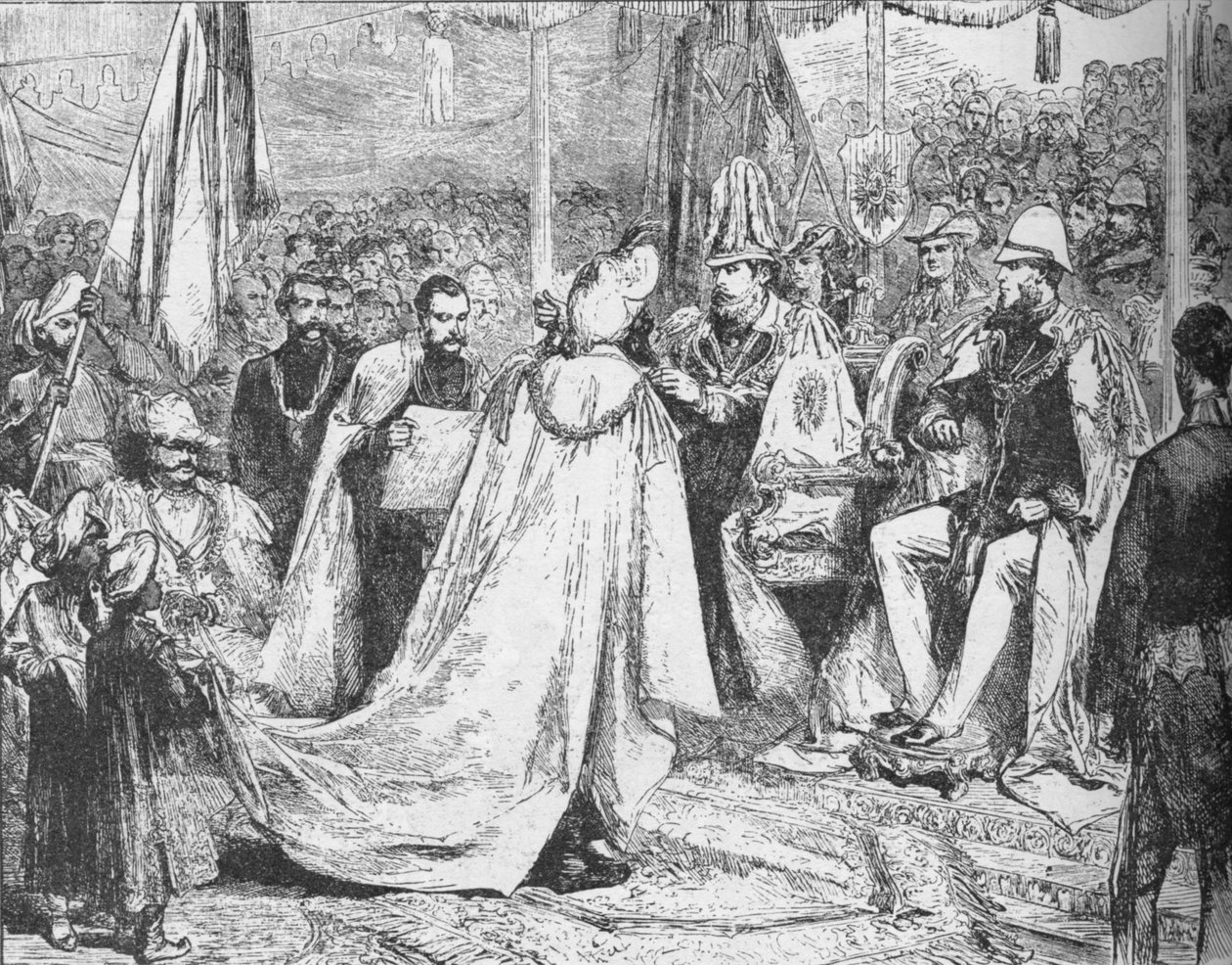 Prinsen af Wales præsiderer ved et stort kapitel af Star of India i Calcutta, 1875 1908 af Unbekannt