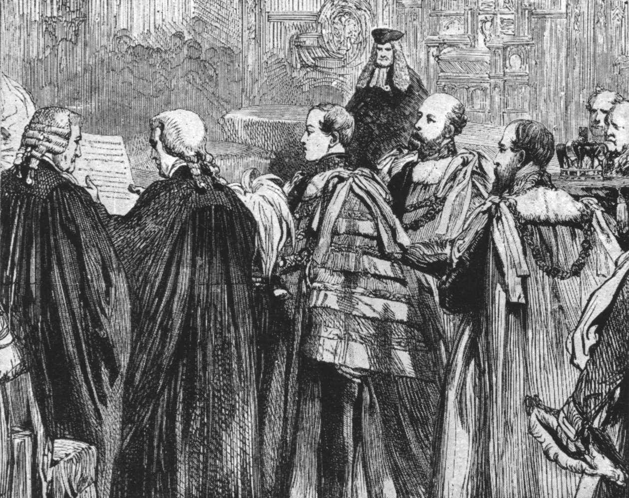 Prinsen af Wales indtog sin plads for første gang i Overhuset...1863, 1901. af Unbekannt