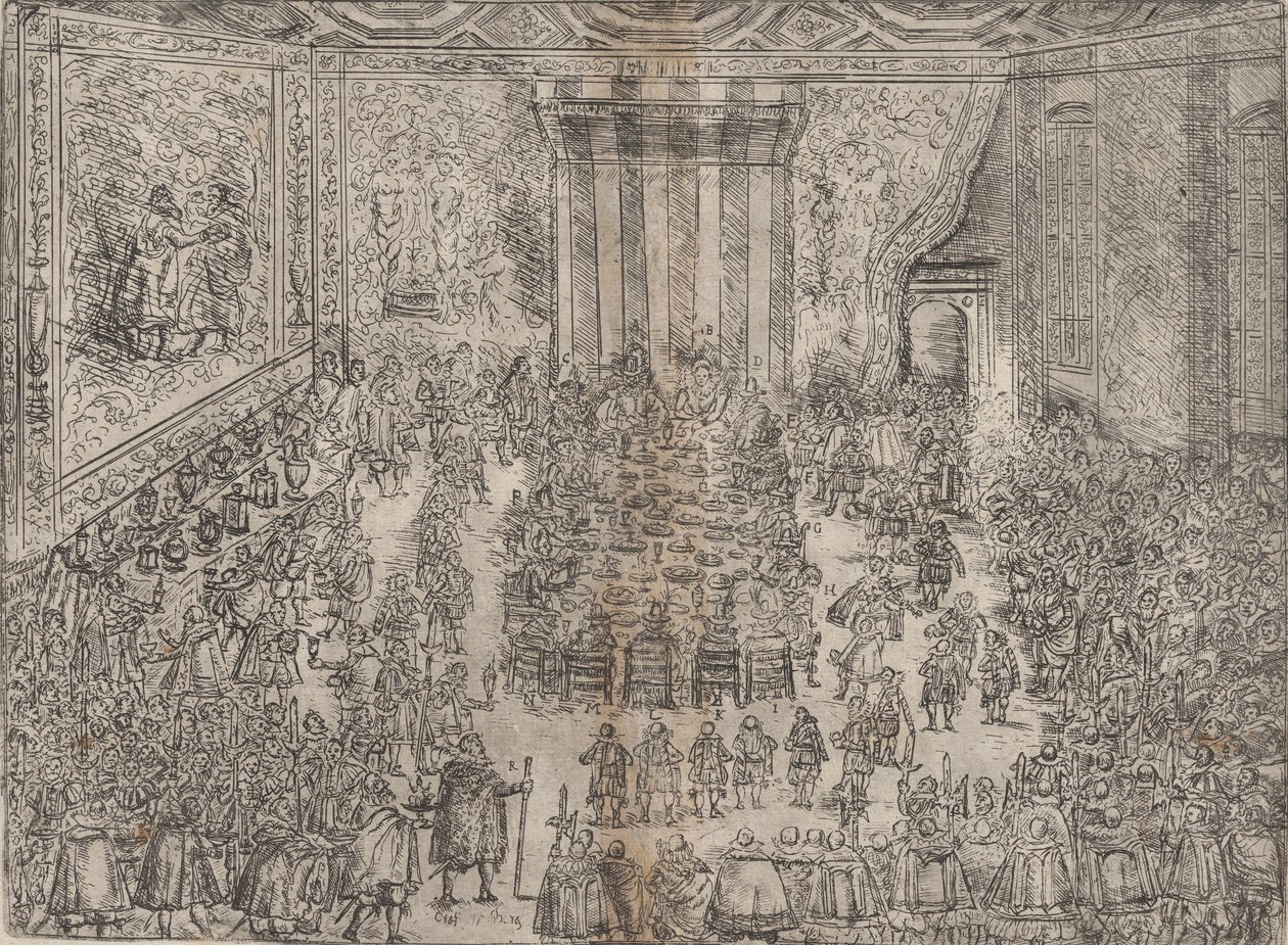 The Princely Meal Die Fürstliche Mahlzeit, fra en serie, der skildrer Wolfga...s bryllup, 1614. af Unbekannt