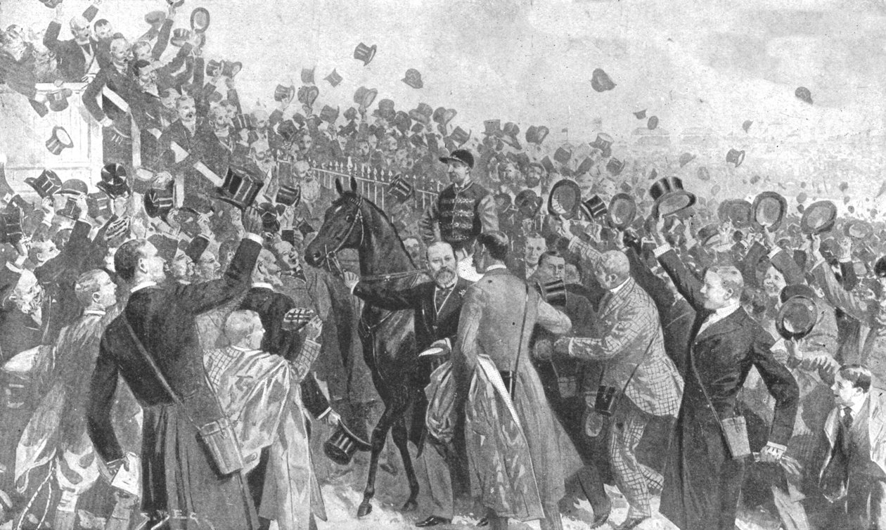 Princes First Derby, 1896: Hans Kongelige Højhed leder Persimmon, 1901. af Unbekannt