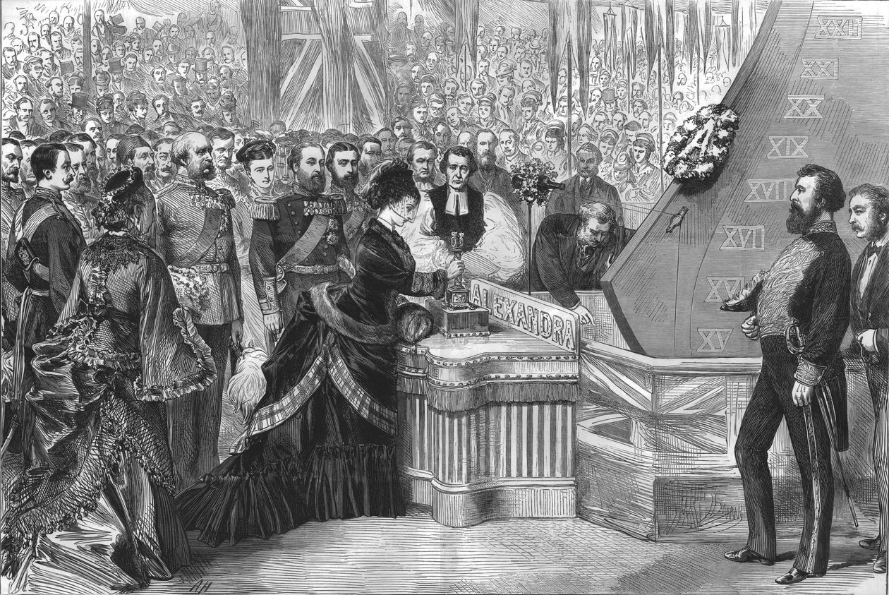 Prinsessen af Wales lancerer det nye jernbeklædte skib Alexandra, 1875 af Unbekannt