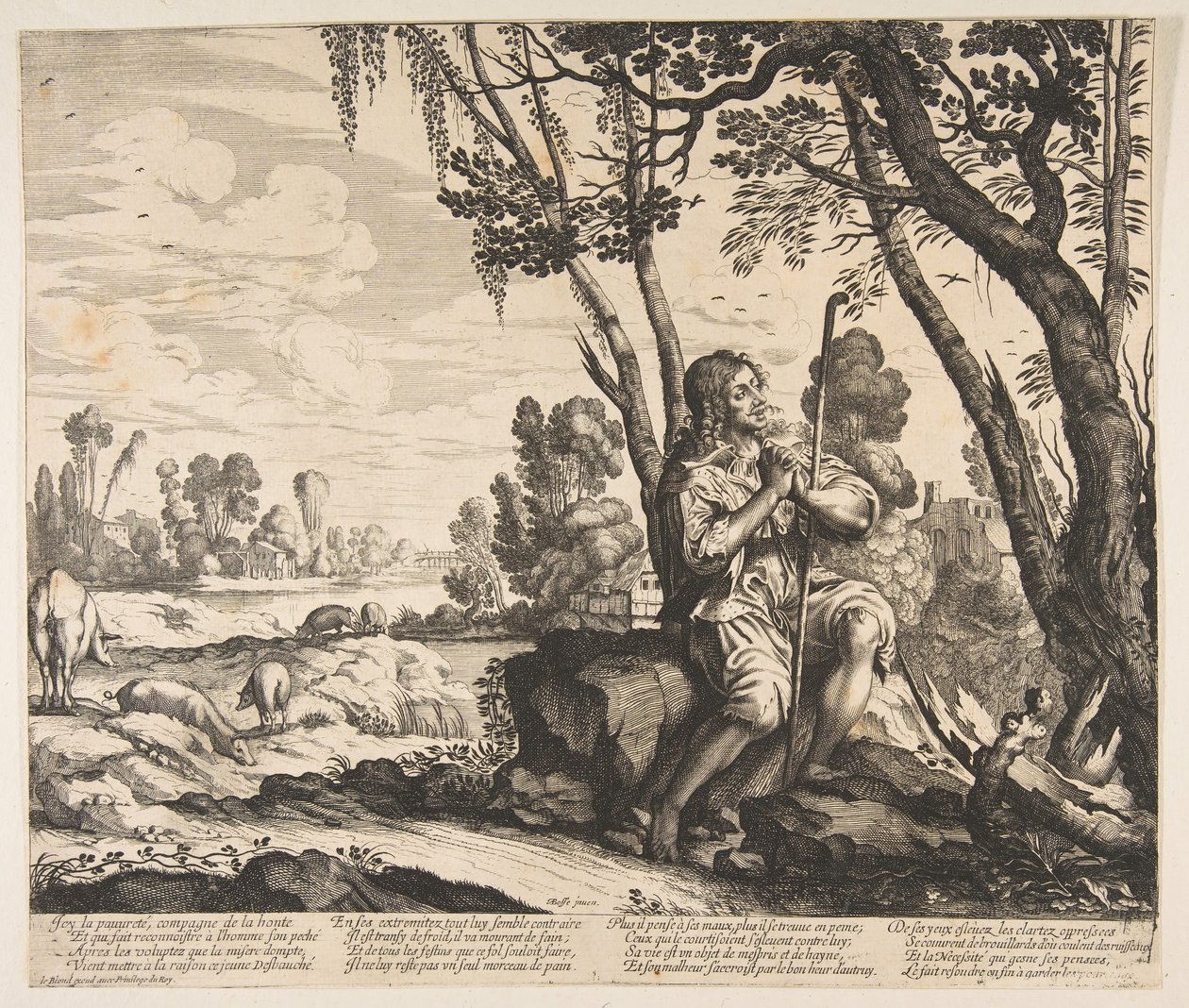 Den fortabte søn vogter svin, ca. 1636. af Unbekannt