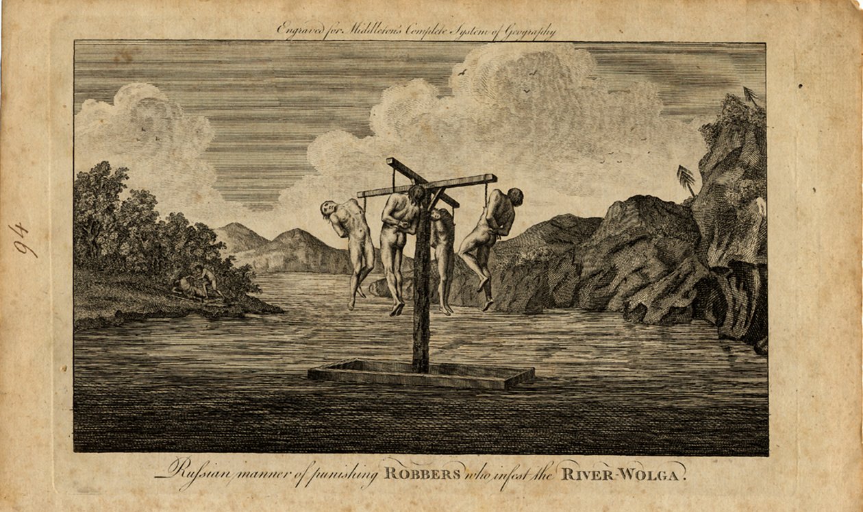 Straffen af russiske røvere ved floden Volga, 1778 af Unbekannt
