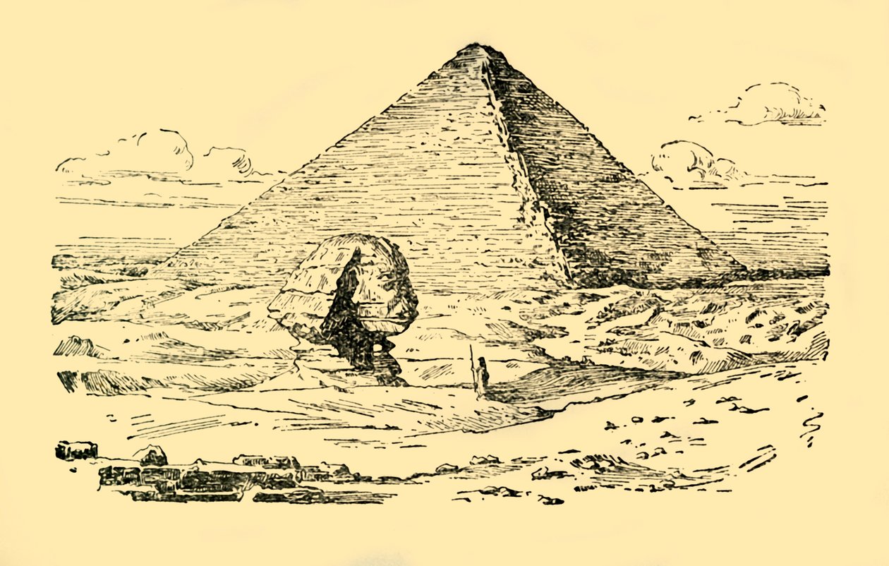 Pyramidegraven af kong Khufu og den store sfinks i Gizeh, Egypten, c1930. af Unbekannt