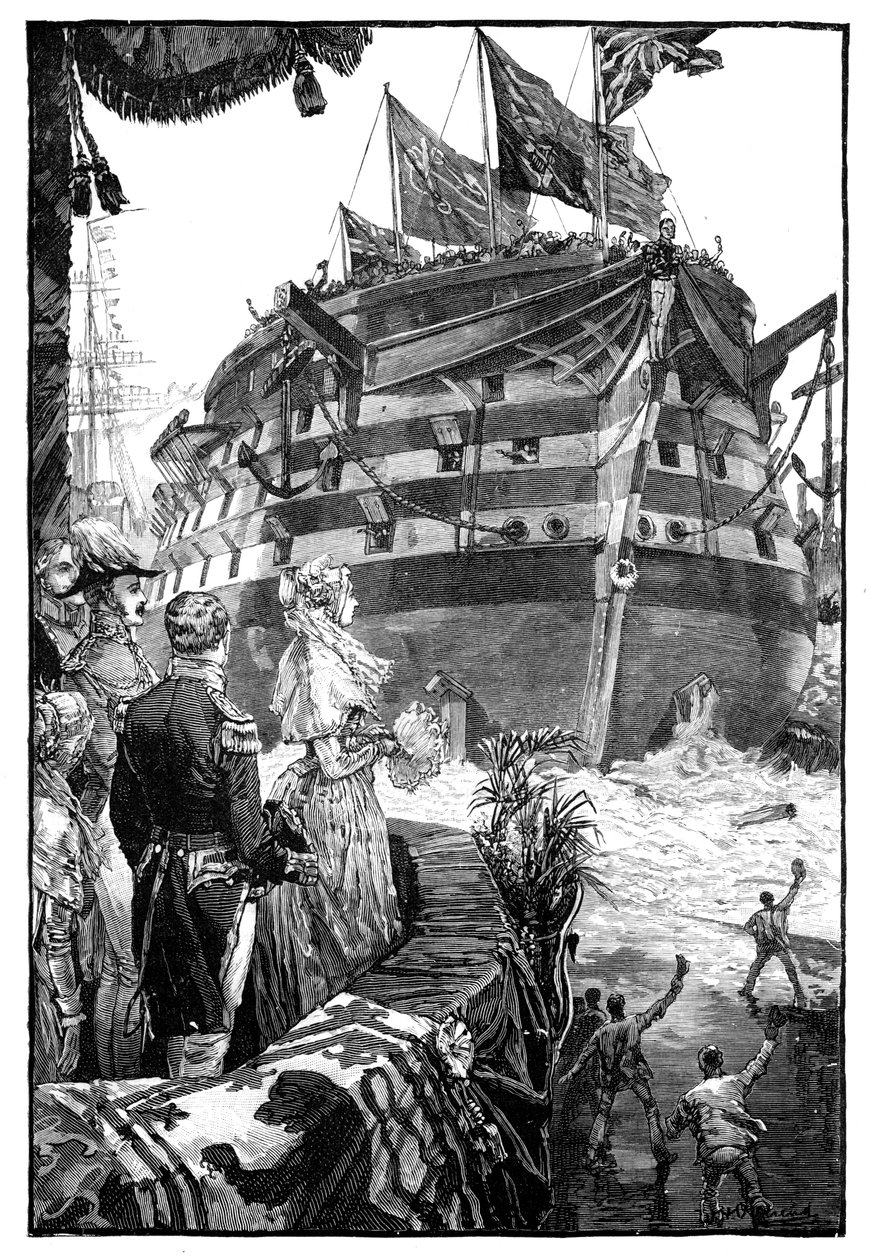 Dronningen ved lanceringen af Trafalgar, 1841, 1900 af Unbekannt