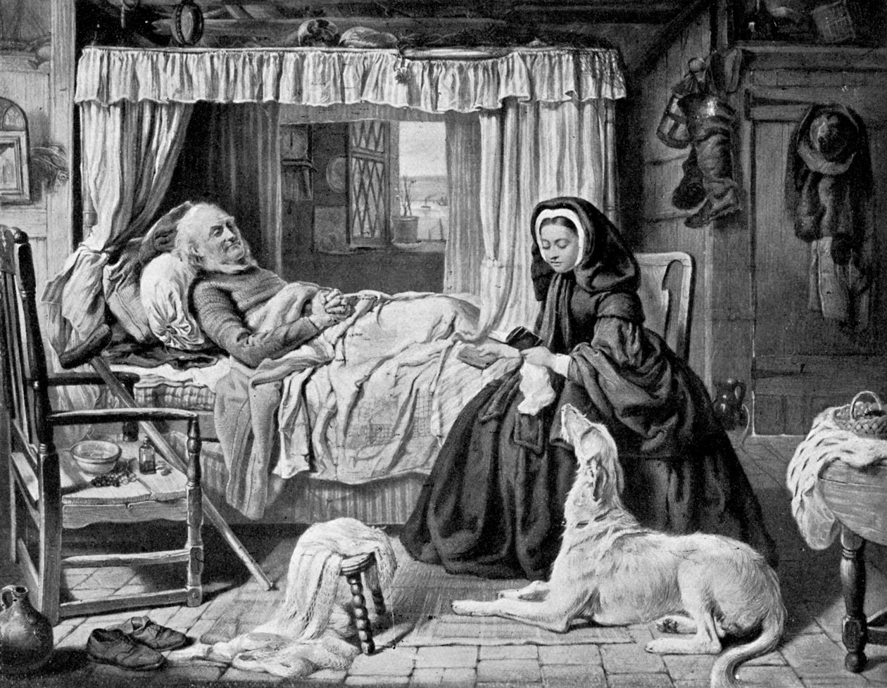 The Queen in a Cottage Bedroom, slutningen af det 19. århundrede, c1920 af Unbekannt