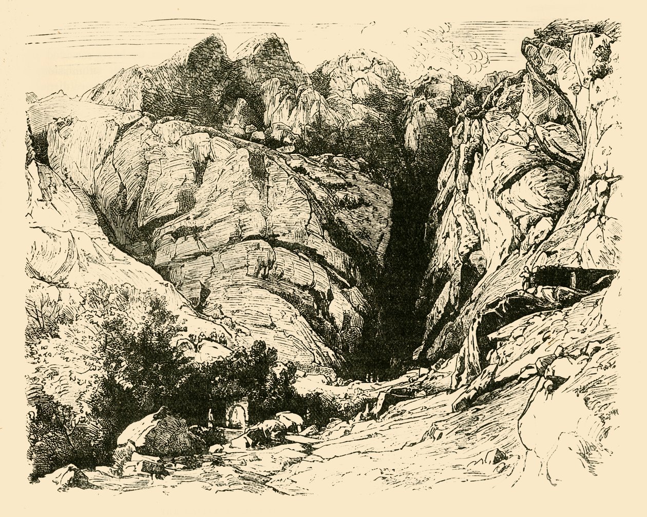 The Ravine at Delphi Scene of the Repulse of the Gallers., 1890. af Unbekannt