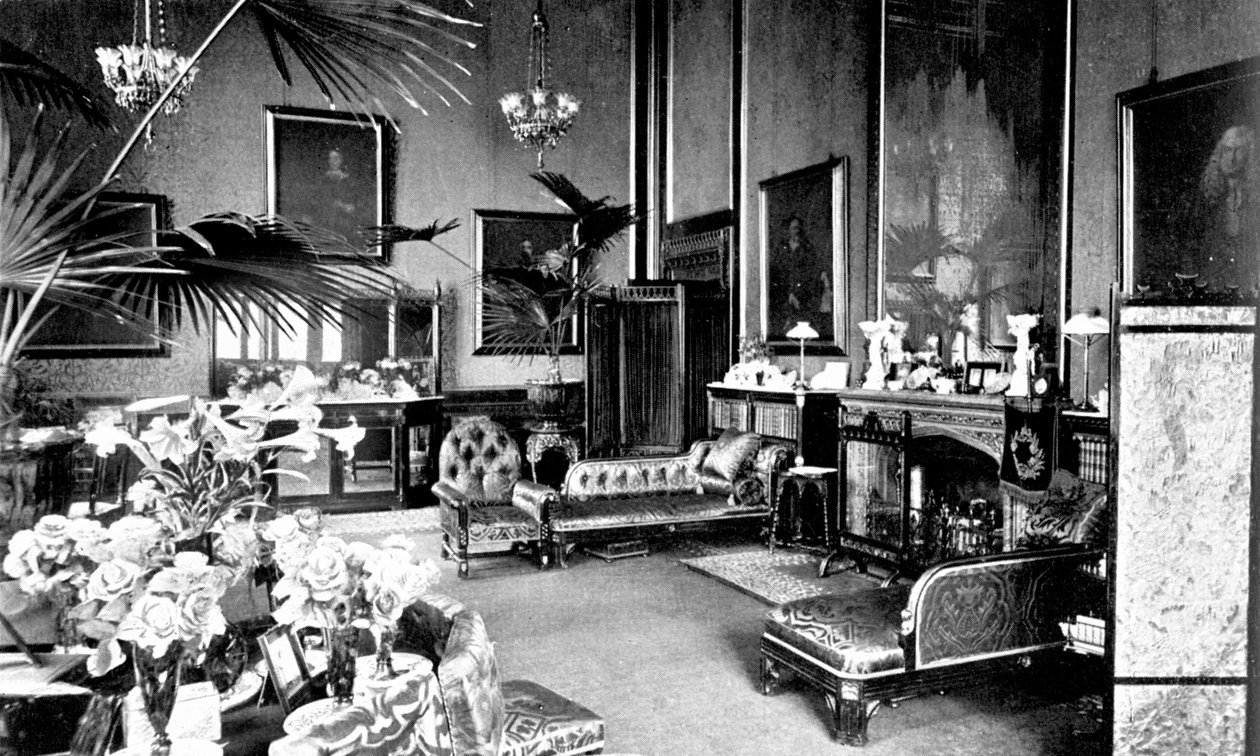 The Red Drawing Room i Speakers House, Palace of Westminster, London, c1905 af Unbekannt
