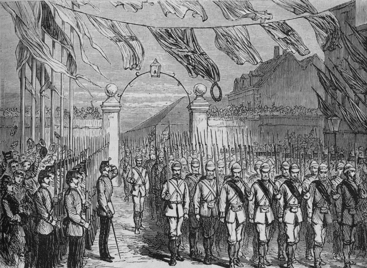 Troppernes tilbagevenden fra Ashantee, c1880 af Unbekannt
