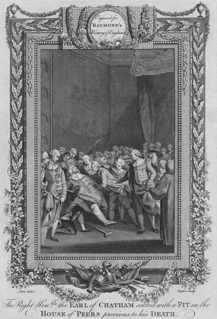 The Right Honourable Earl of Chatham grebet af et anfald i House of Peers, c1787 af Unbekannt