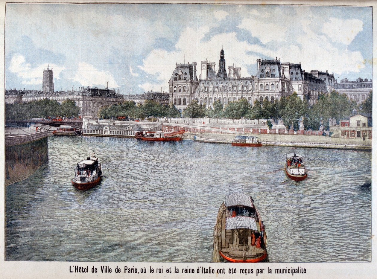 Seinen og Hotel de Ville, Paris, 1903 af Unbekannt