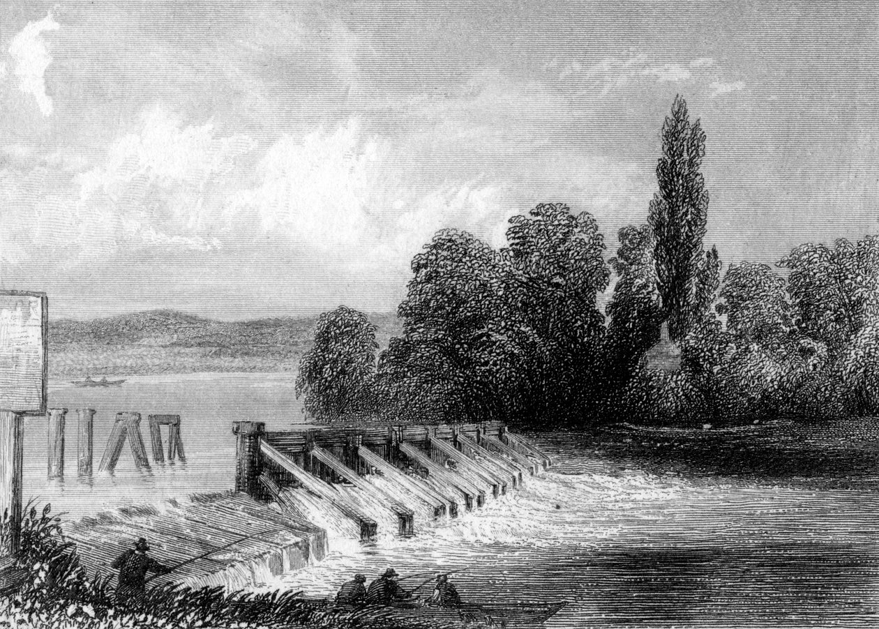 Themsen ved Teddington, London, 1800-tallet af Unbekannt