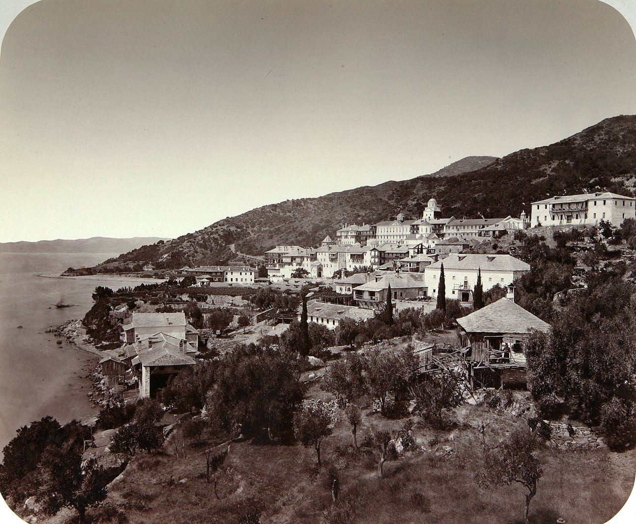Rossikon St Panteleimon-klosteret på Athos-bjerget, Grækenland, 1860
