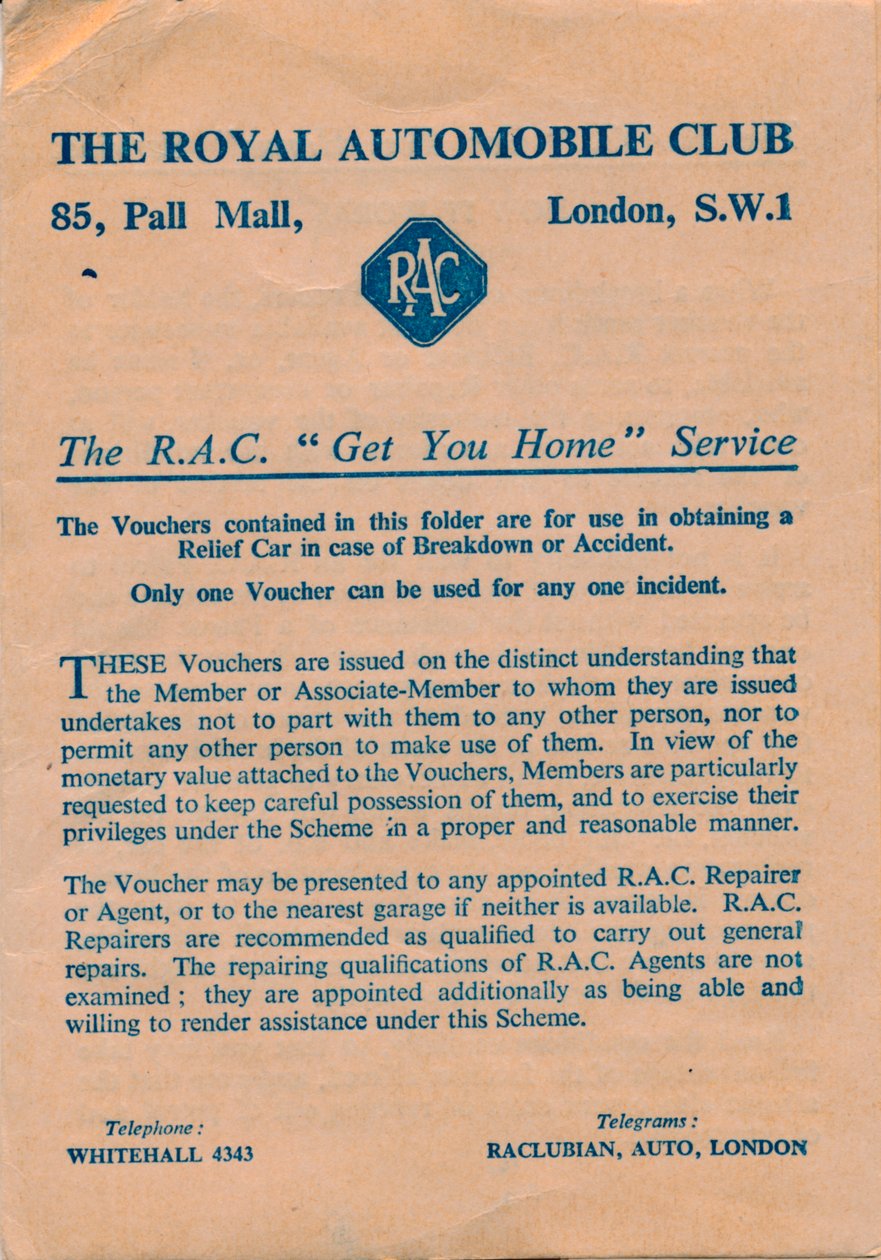 The Royal Automobile Club-kuponer, 1952 af Unbekannt