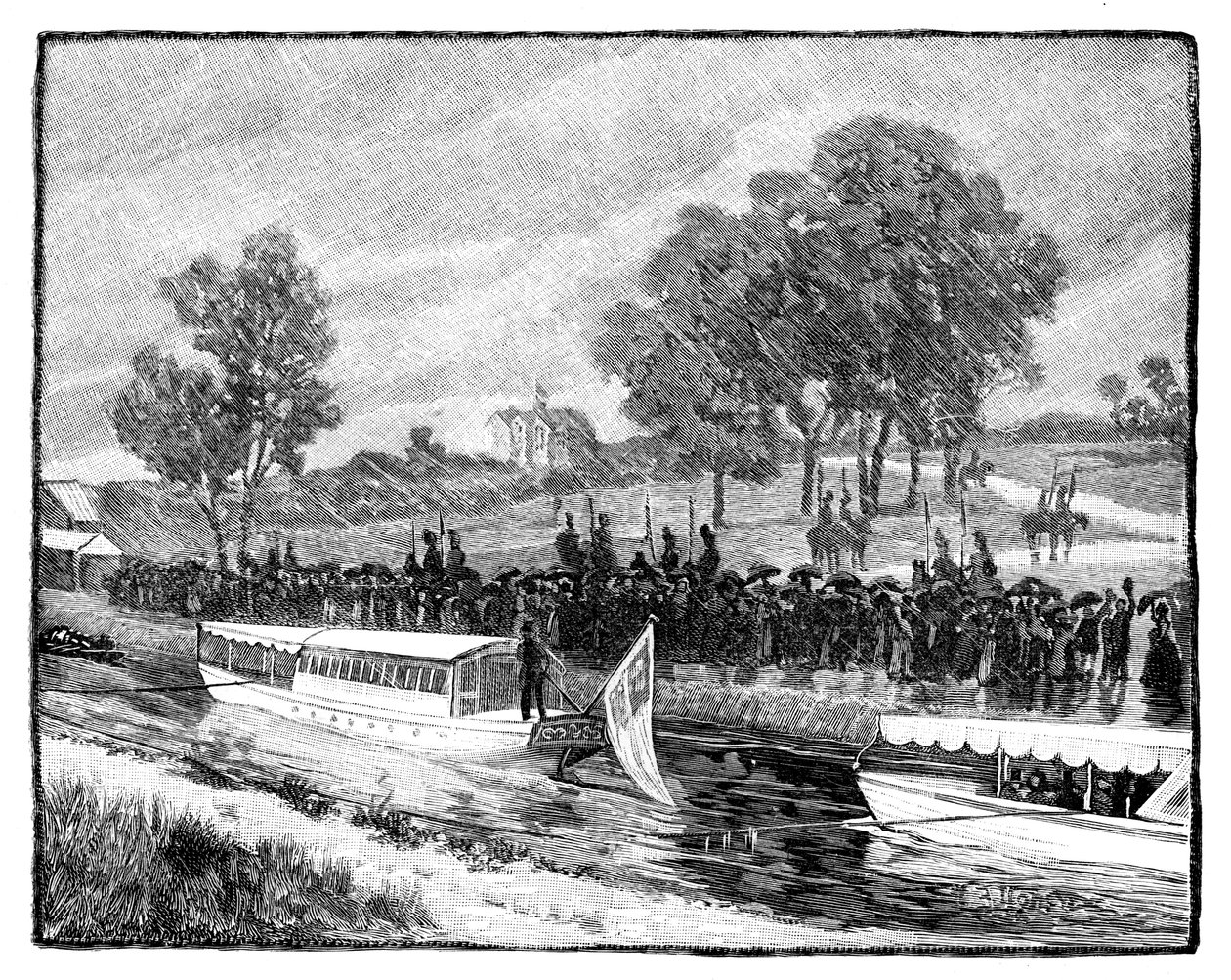 Det kongelige besøg i Worsley Hall, State Pram på Bridgwater Canal, 1851, 1888 af Unbekannt