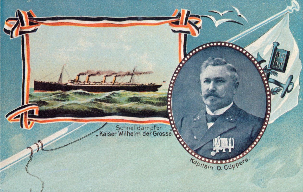 SS Kaiser Wilhelm der Grosse og kaptajn Otto Cuppers, c1905. af Unbekannt