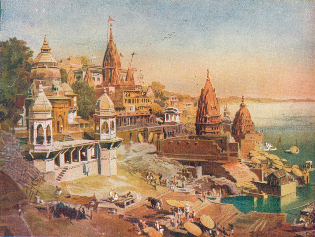 Hinduernes hellige by: Benares på Ganges, 1908 af Unbekannt