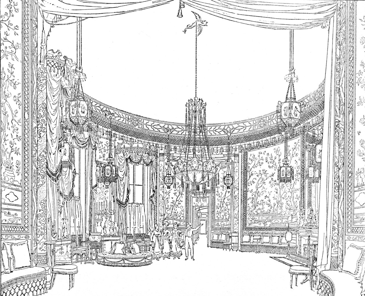 The Saloon, omkring 1820. Fra Nashs Illustrationer, 1939 af Unbekannt