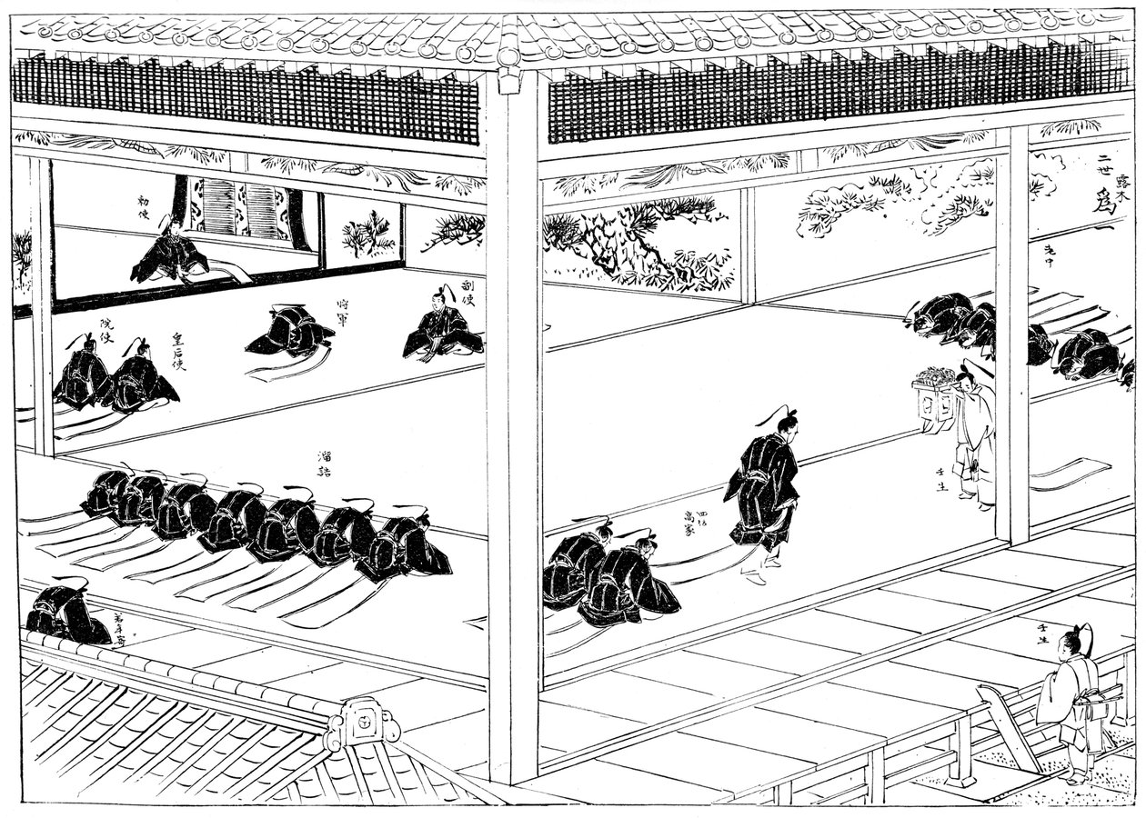 Shogun modtog investitur fra en kejserlig udsending, Japan, 1904 af Unbekannt