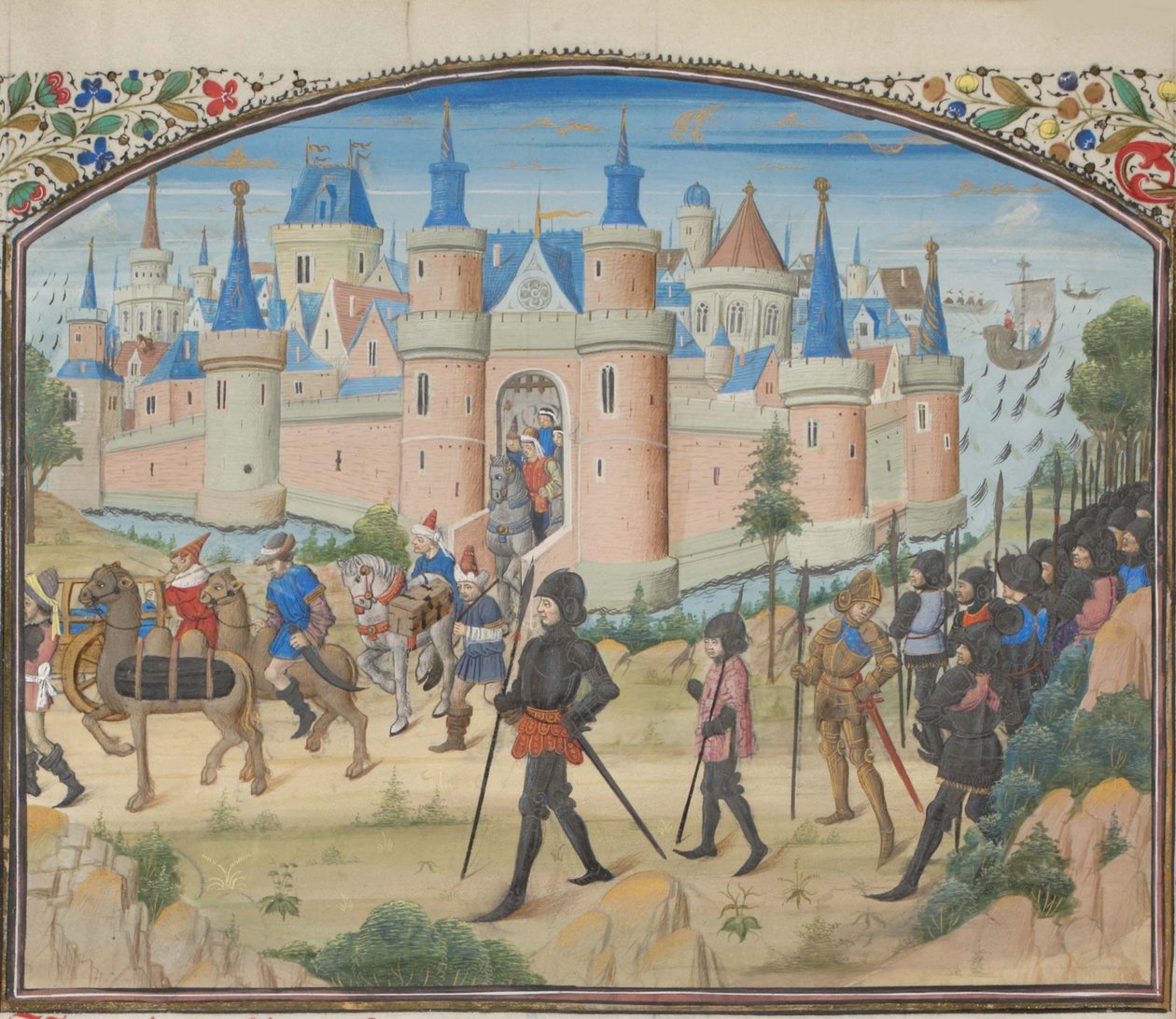 The Siege of Tyre, 1124. Miniature from the Historia af William of Tyre, 1460