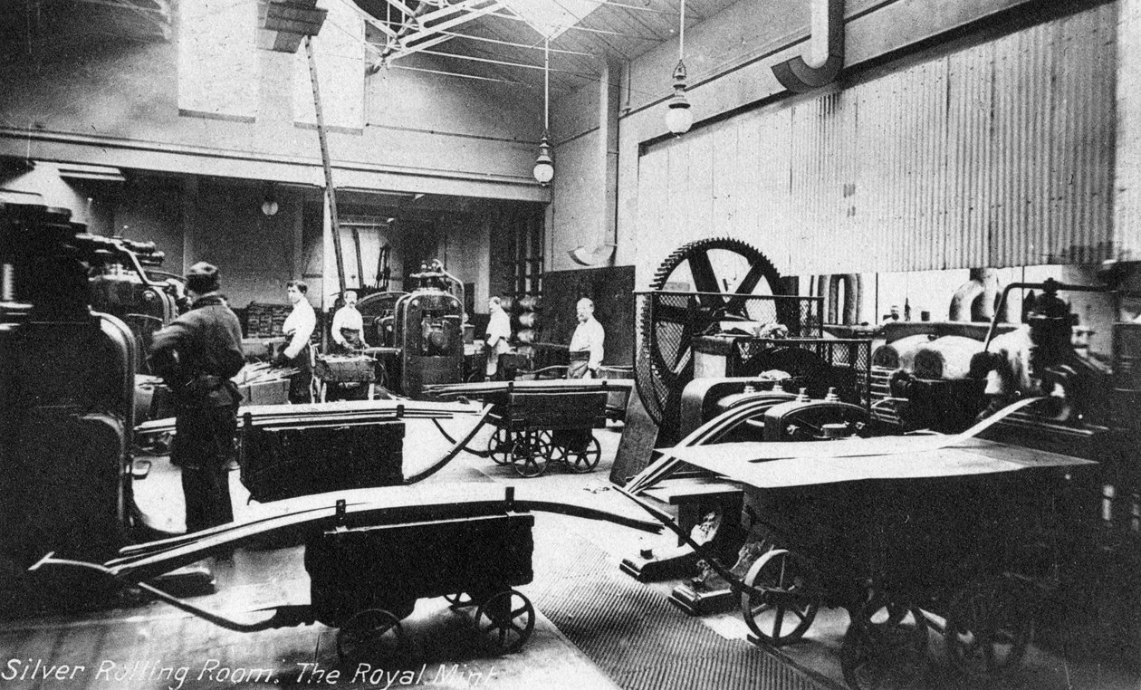 The Silver Rolling Room, Royal Mint, Tower Hill, London, begyndelsen af det 20. århundrede af Unbekannt