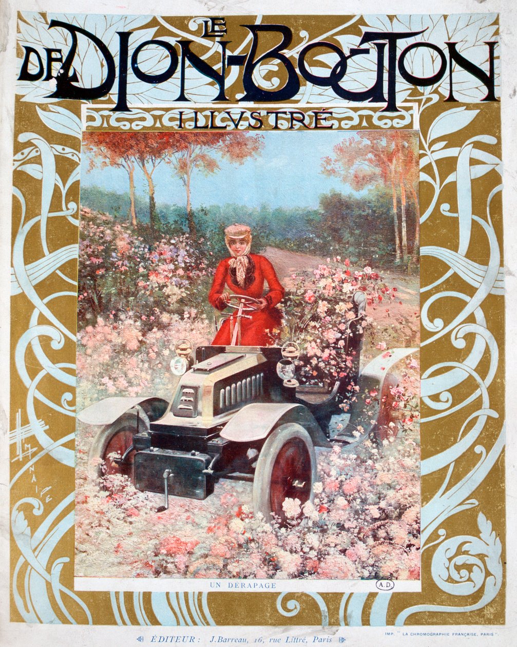 The Skid, illustration fra magasinet Le De Dion-Bouton, 1909 af Unbekannt