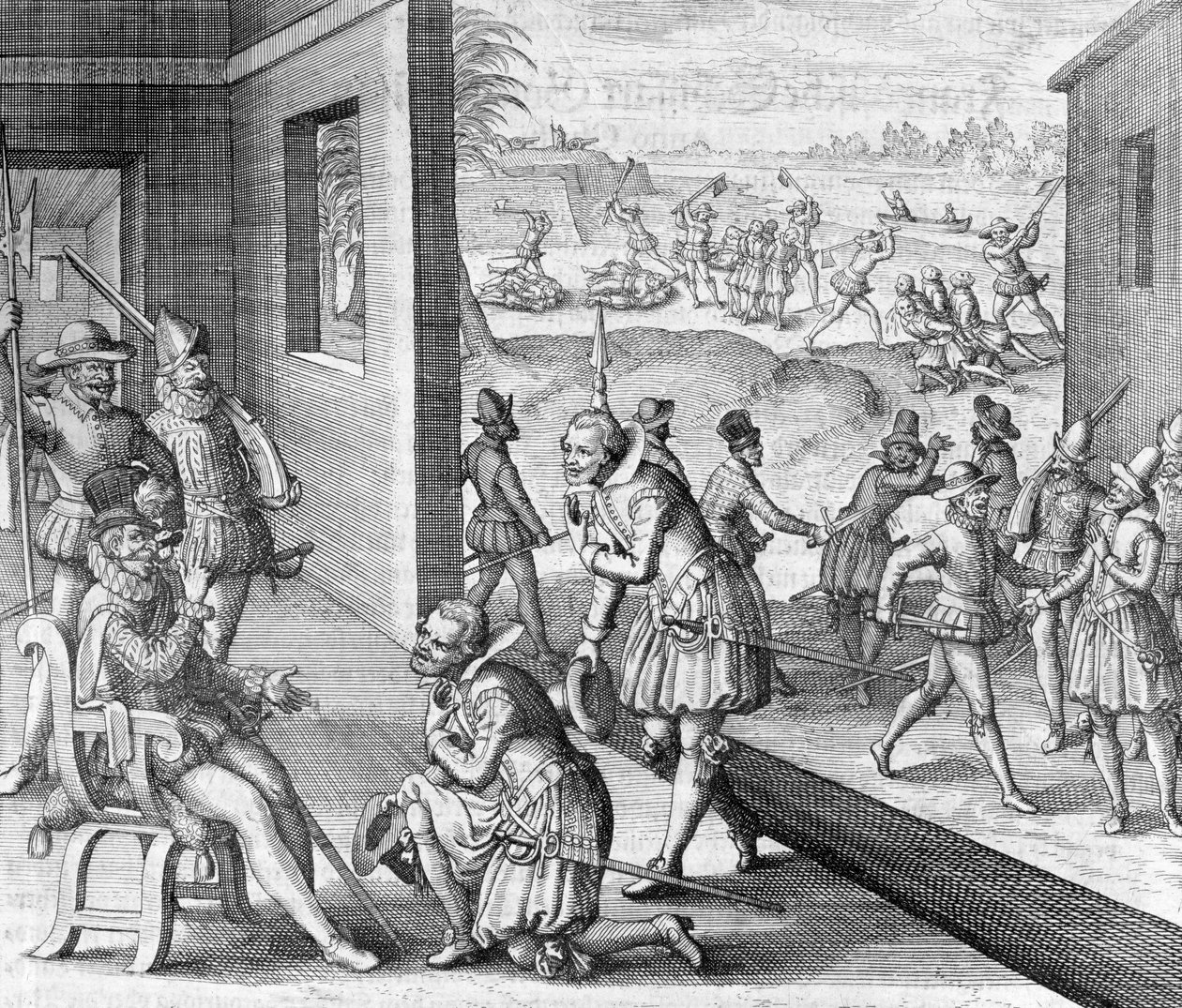 Spanierne fanger Fort Caroline, 1565 1631 af Unbekannt